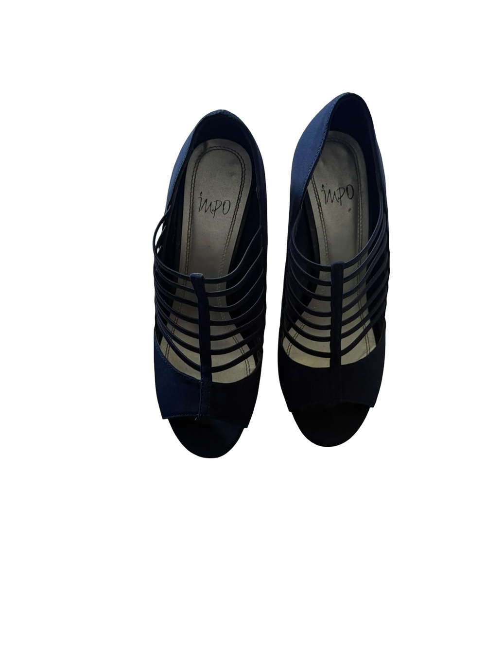 Impo Navy Open-Toe Strappy Sling Heels